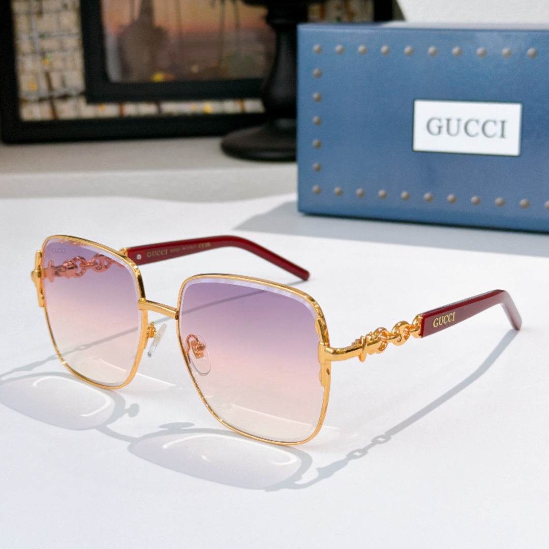 6 Color Square Rimless Chain Temple Sunglasses - 2308