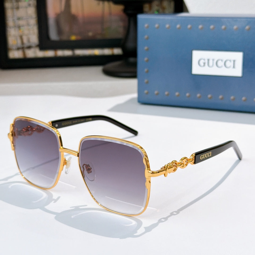6 Color Square Rimless Chain Temple Sunglasses - 2308