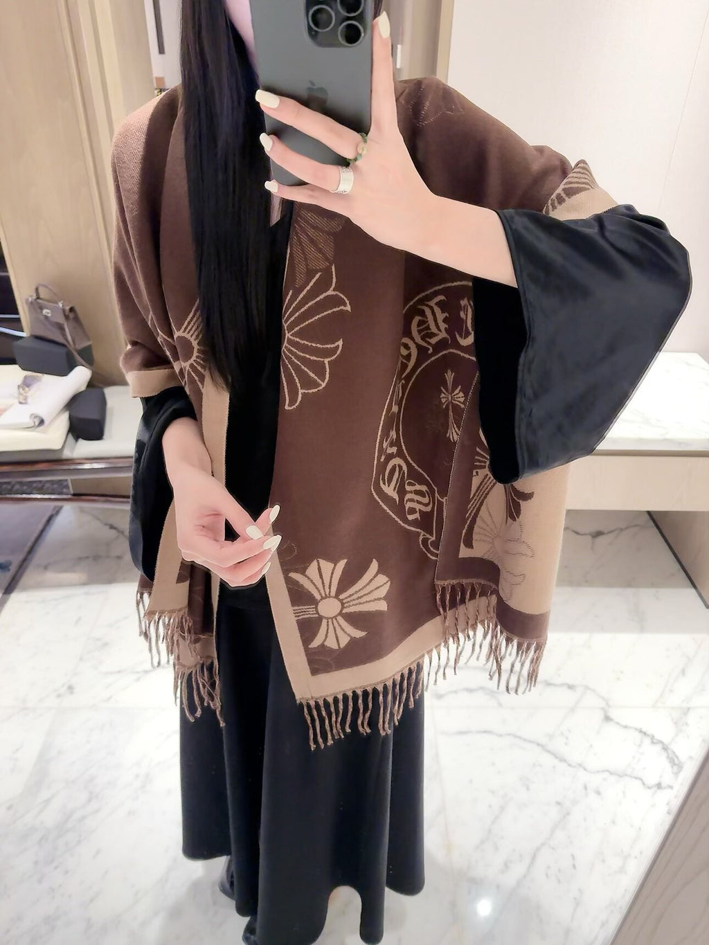 2026 New Gothic Cross Cashmere Scarf – Symmetrical Motif, Streetwear-Inspired Style