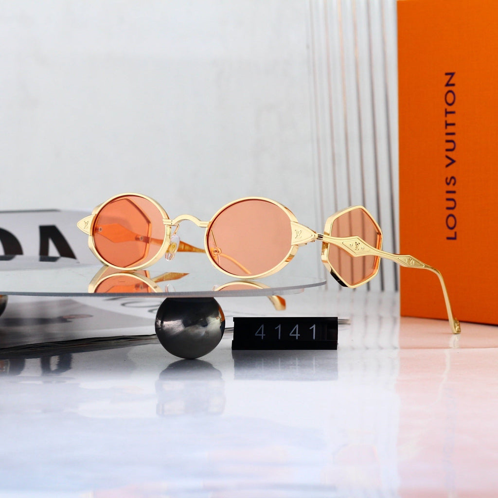 Fashion Metal Logo Polygon Sunglasses 4141