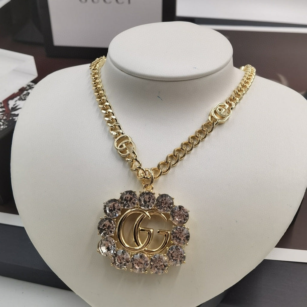 Double G Crystal Diamond Necklace