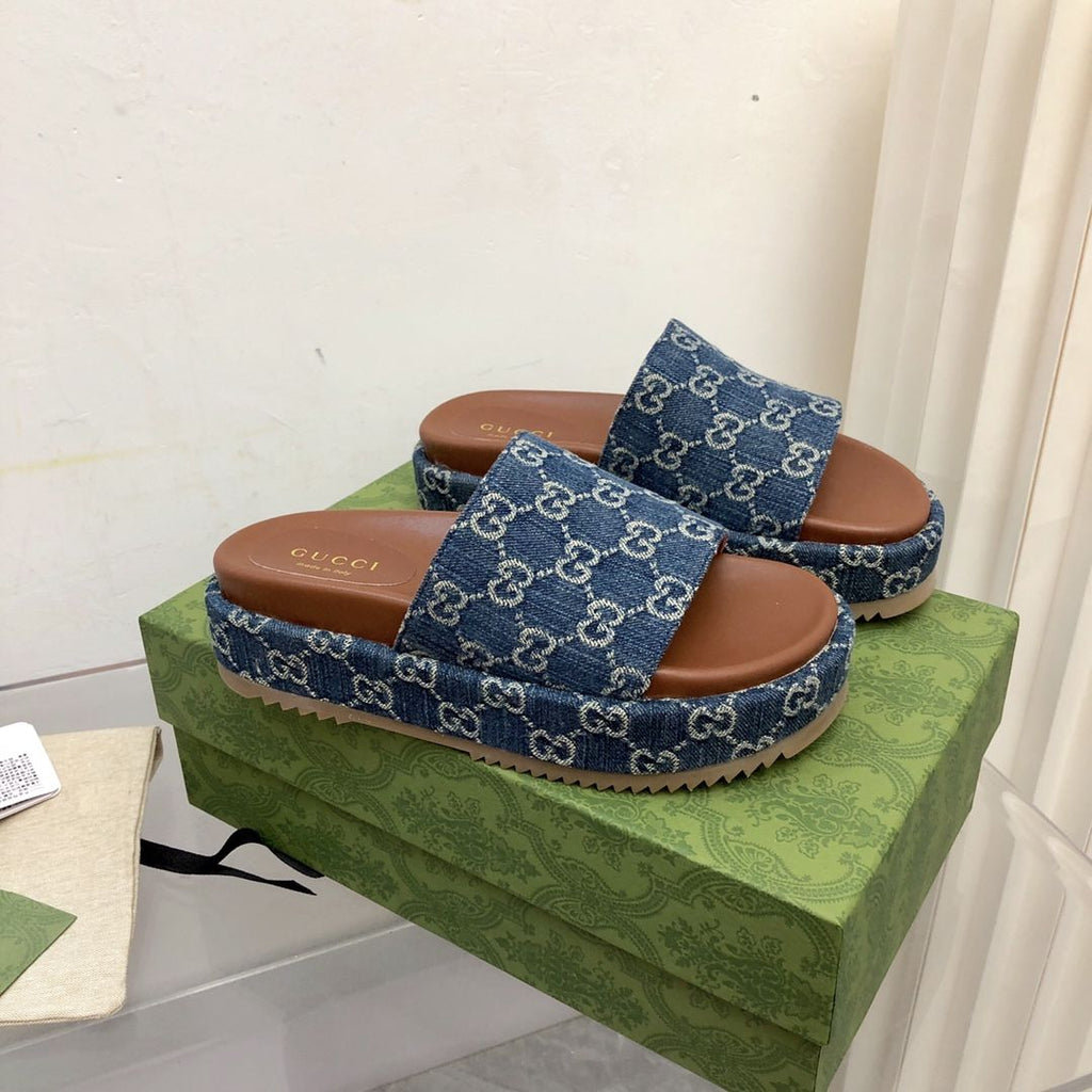 Platform Slippers With Double G Motif