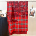 Reversible Equestrian Plaid Scarf – 70% Wool & 30% Silk, Double-Sided Contrast Design, 200 × 65 cm