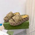 Platform Slippers With Double G Motif