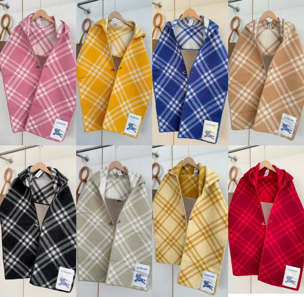 ✨ In Stock | 2025 New Year Hooded Checkered Wool Shawl – Elegant Blanket-Style Wrap