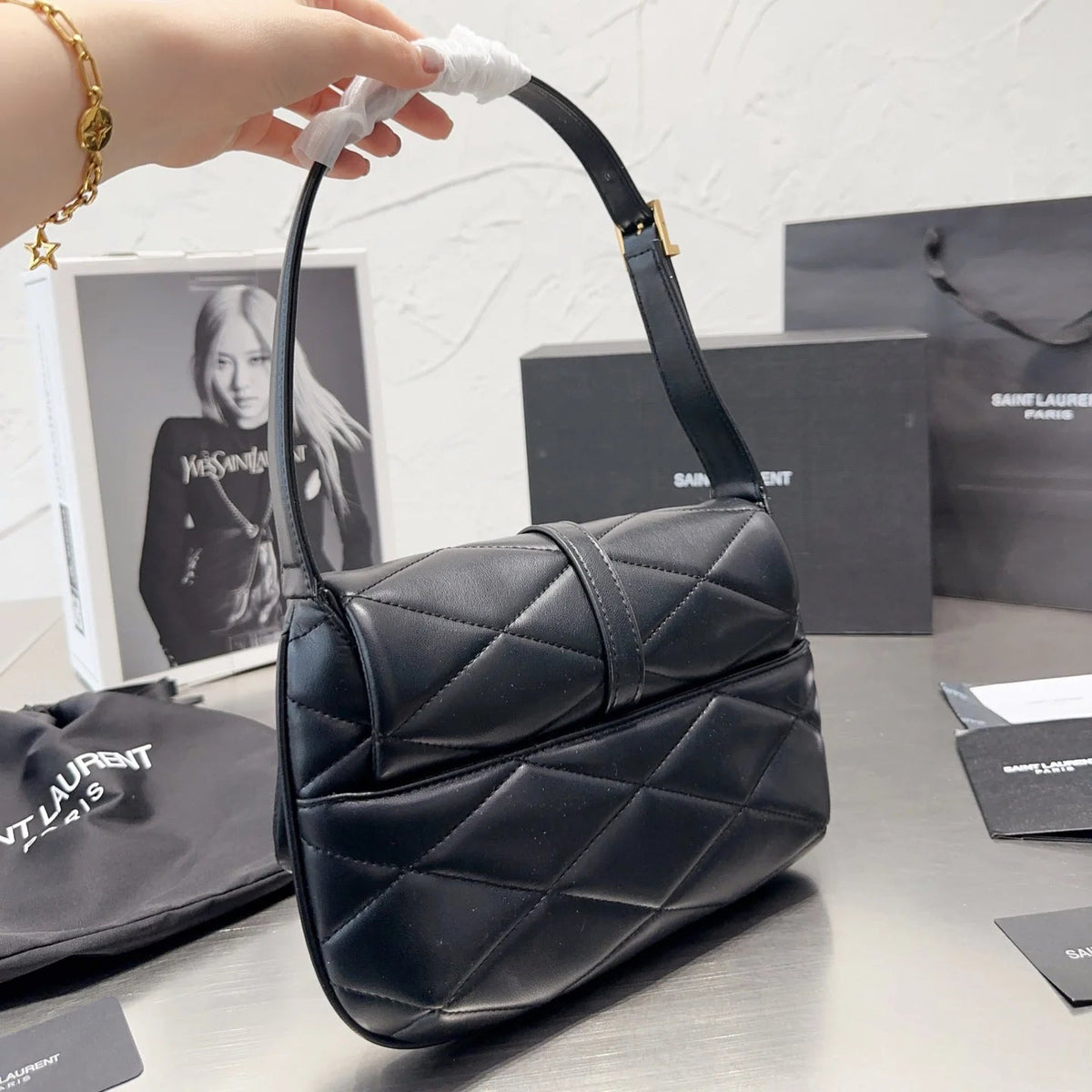 Quilted Leather Flap Sholder Bag