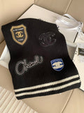 Preppy Badge Embroidery Knitted Scarf