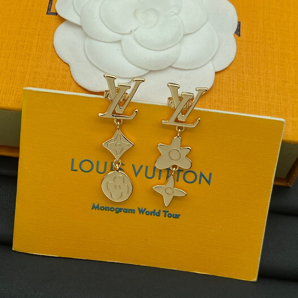 Floral Metal Pendant Earrings