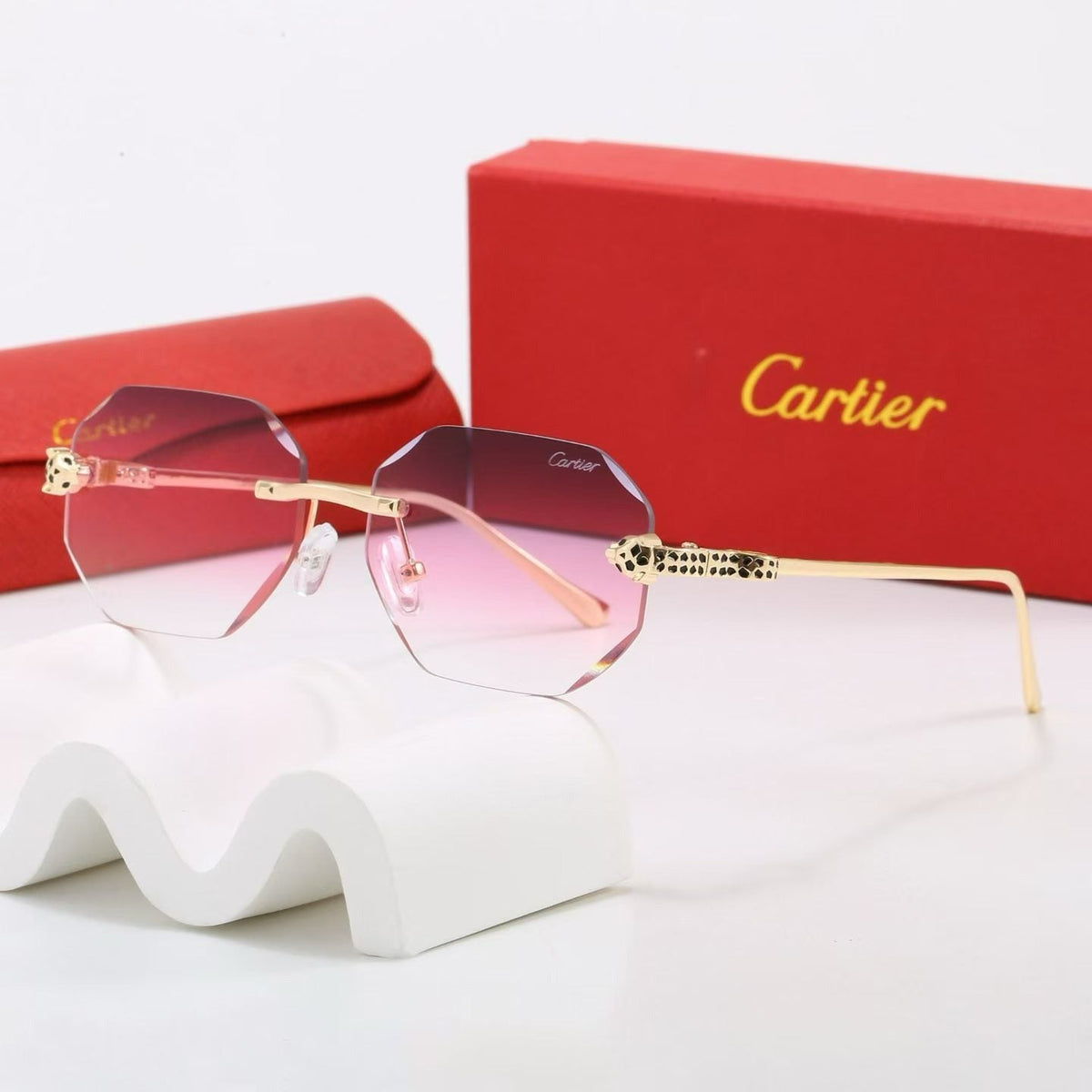 6 Color Rimless Octagonal Panther Sunglasses