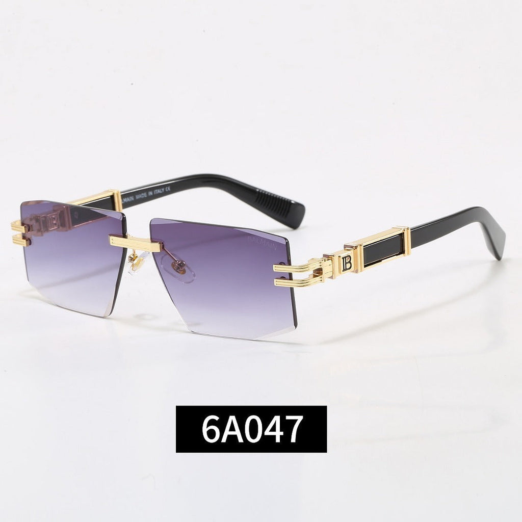 Rimless Geometric Sunglasses, UV400 Polarized Fashion Shades 6A047