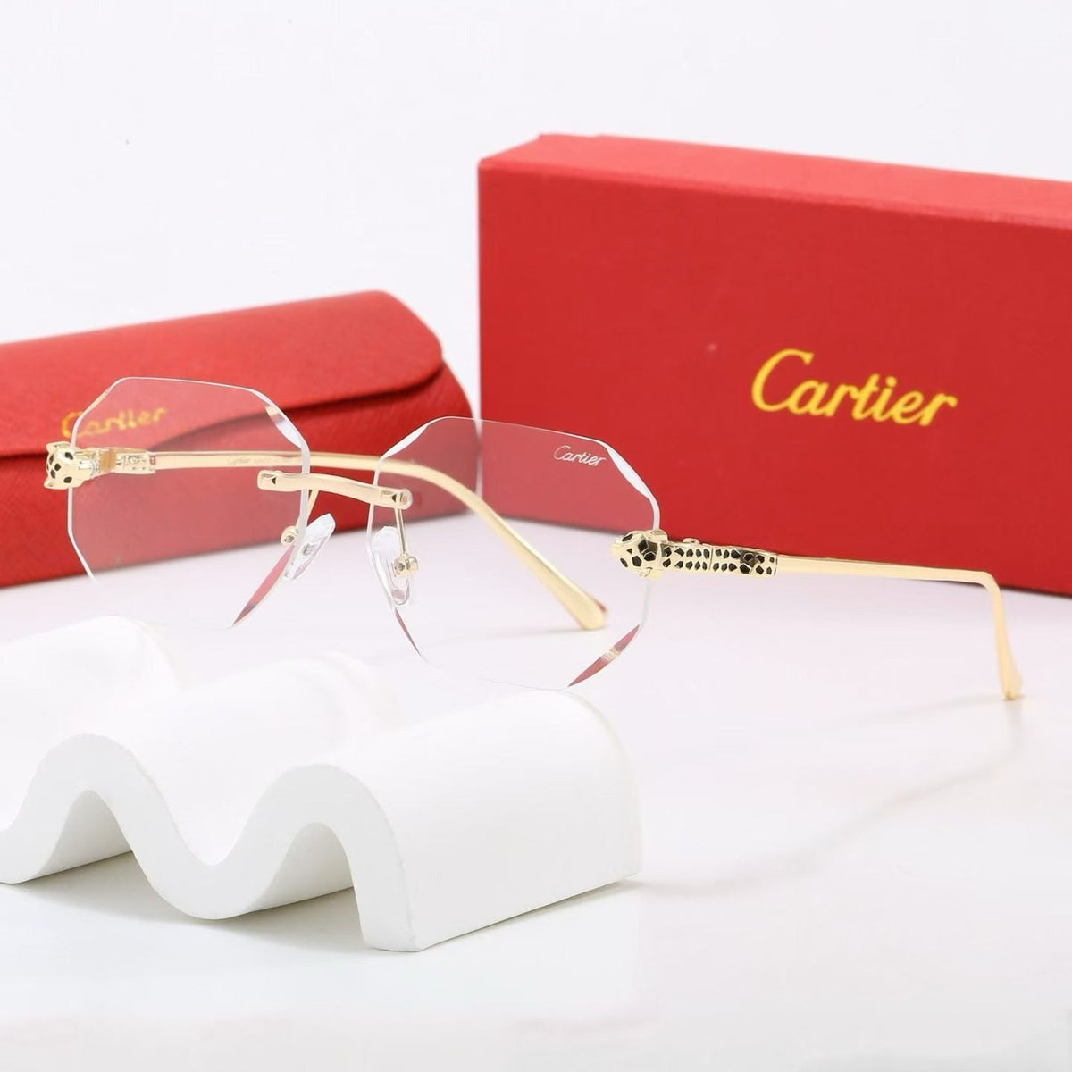 6 Color Rimless Octagonal Panther Sunglasses