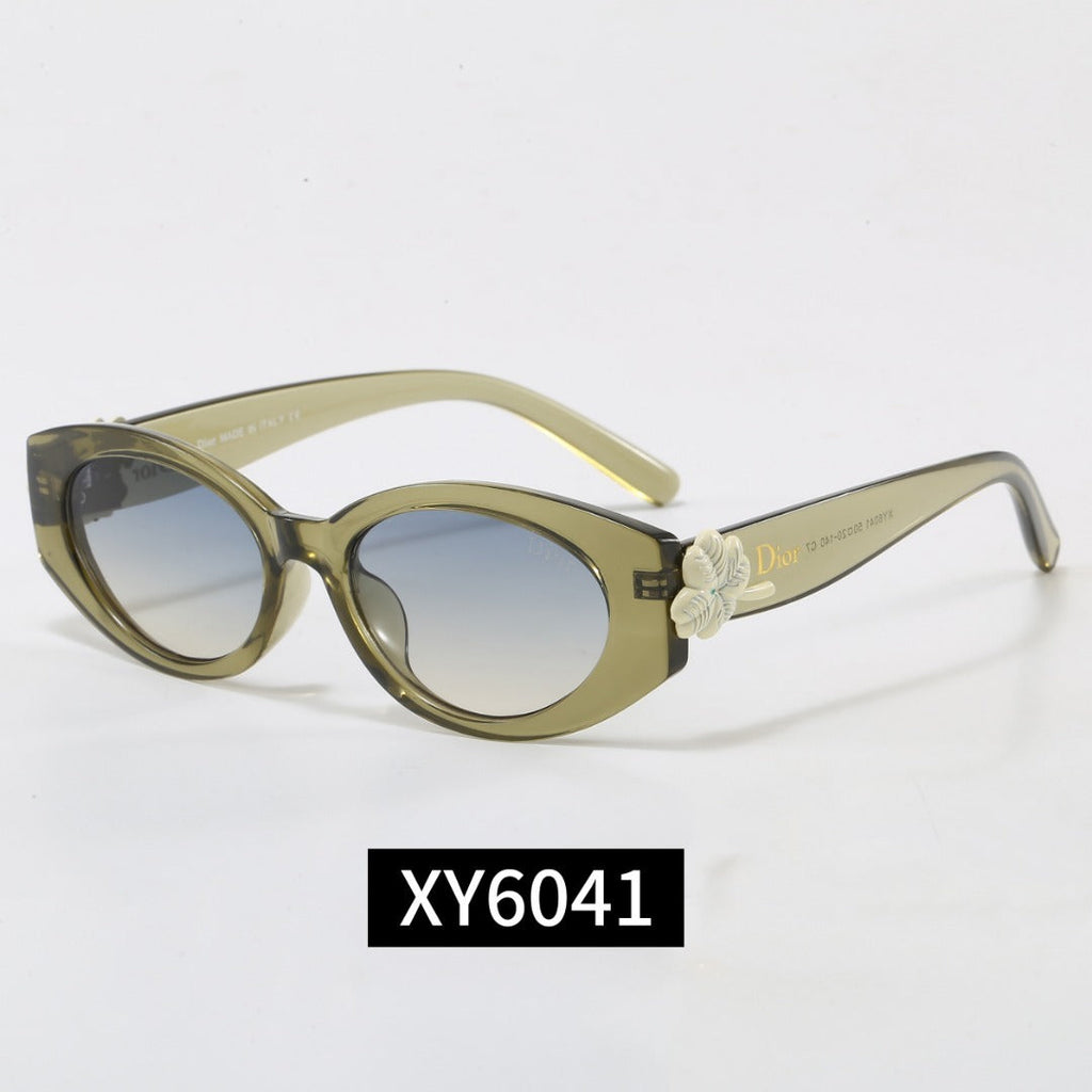 7 Color Oval Flower Decor Sunglasses XY6041