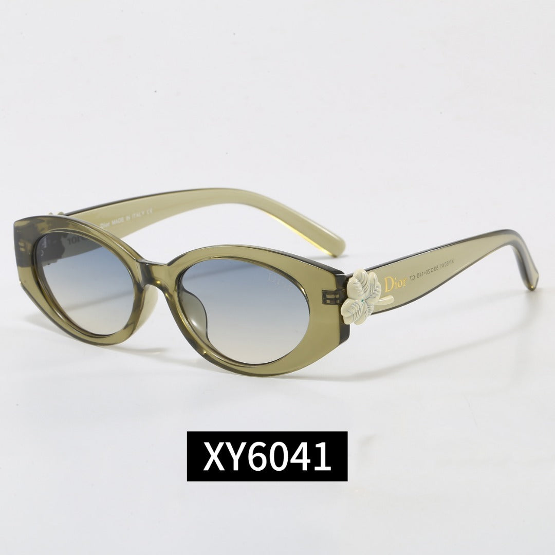 7 Color Oval Flower Decor Sunglasses XY6041