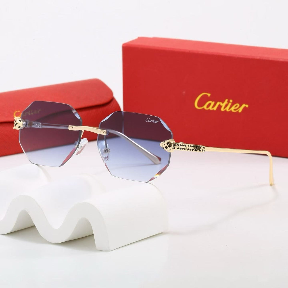 6 Color Rimless Octagonal Panther Sunglasses