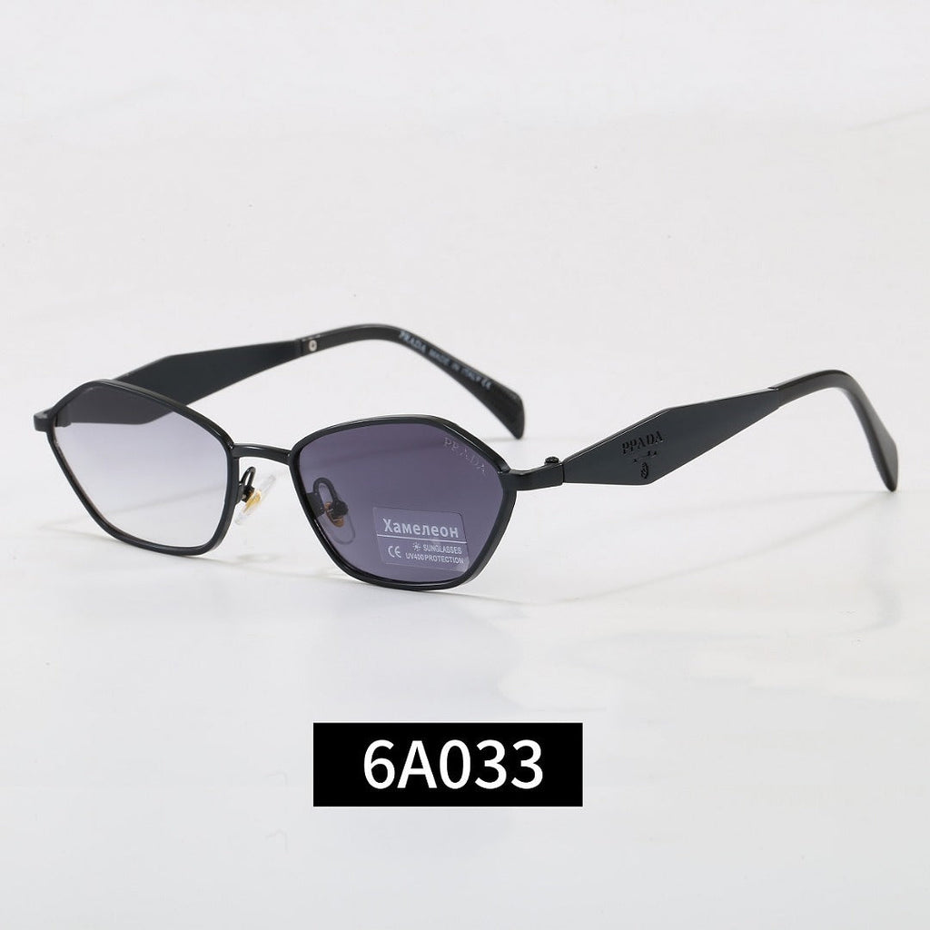 Irregular Metal Frame Sunglasses, Tortoise Temple UV400 Polarized Fashion Shades 6A003