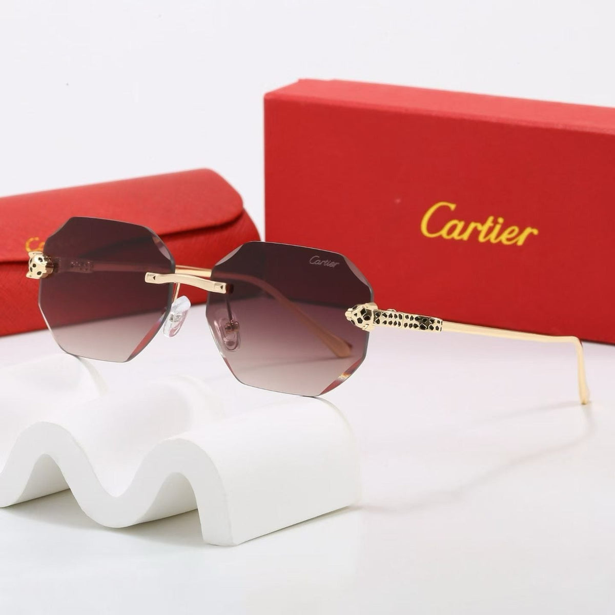 6 Color Rimless Octagonal Panther Sunglasses