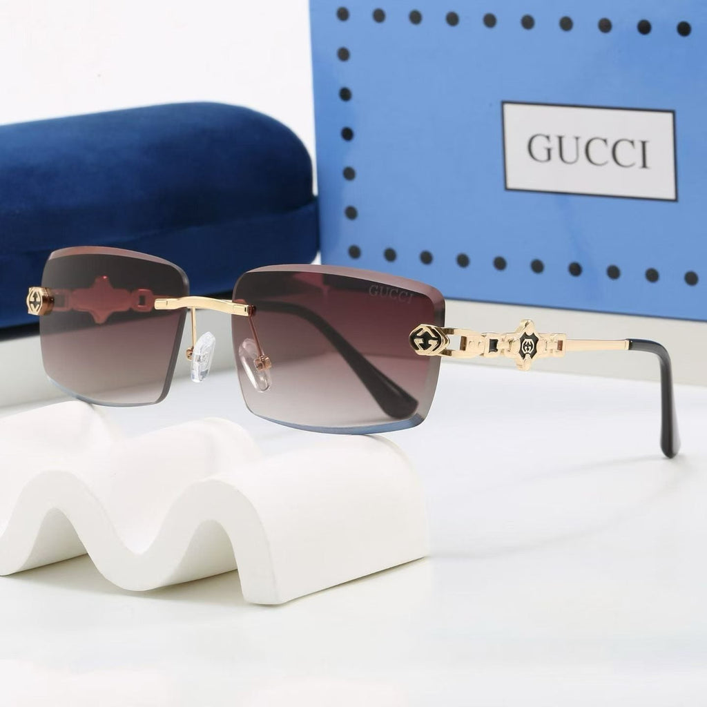 7 Color Rimless Square Interlocking Metal Sunglasses