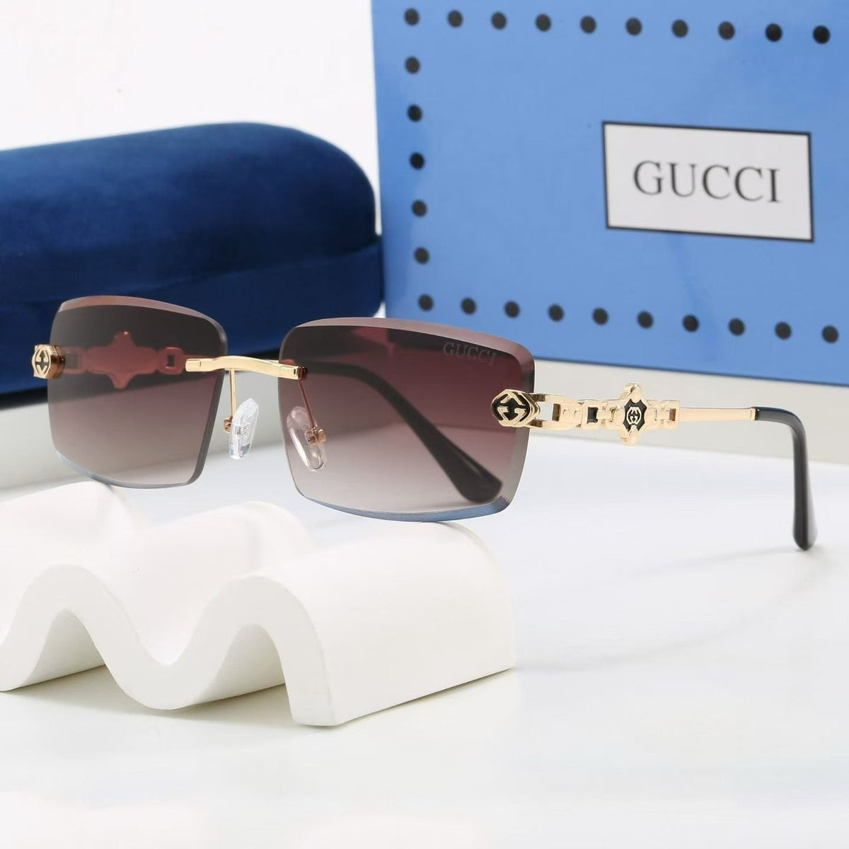 7 Color Rimless Square Interlocking Metal Sunglasses