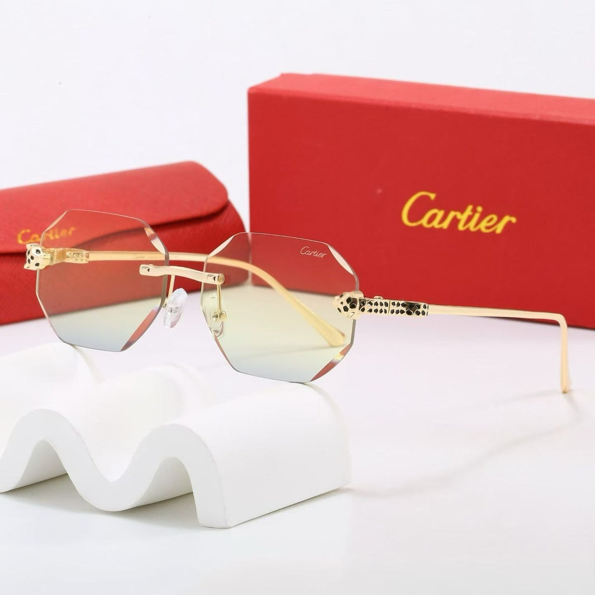 6 Color Rimless Octagonal Panther Sunglasses