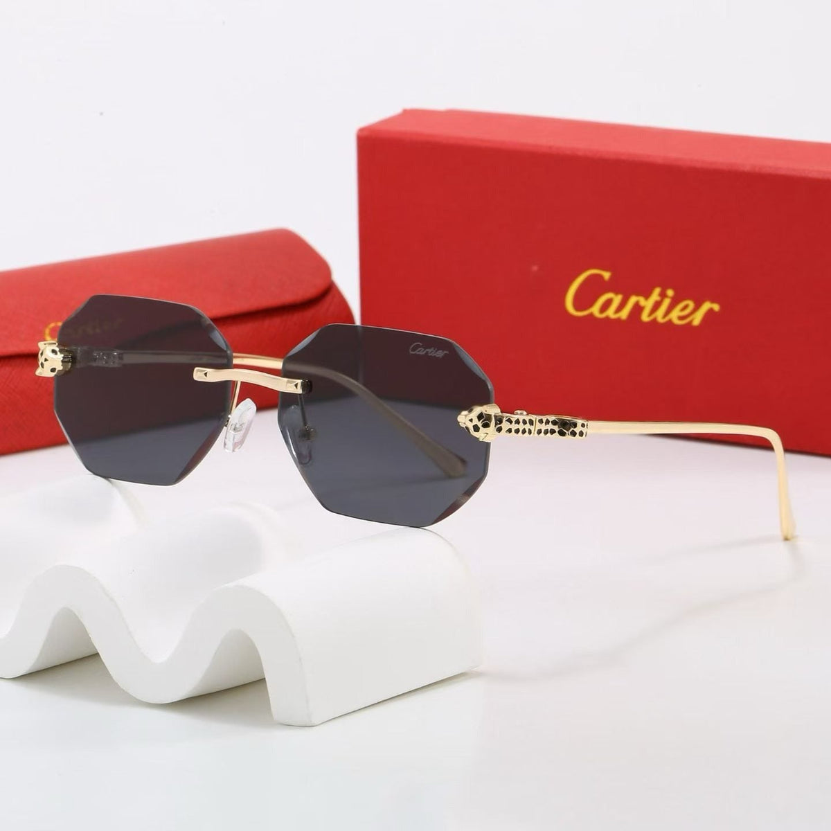 6 Color Rimless Octagonal Panther Sunglasses