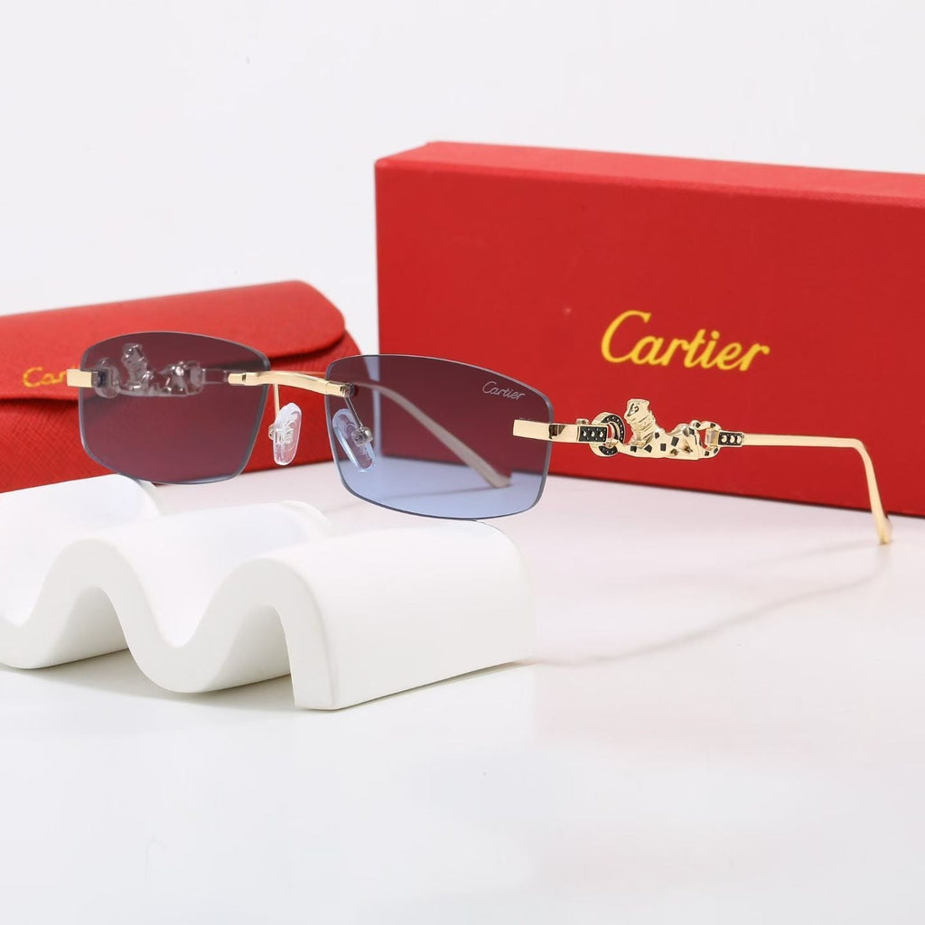 7 Color Rimless Panther Decor Sunglasses