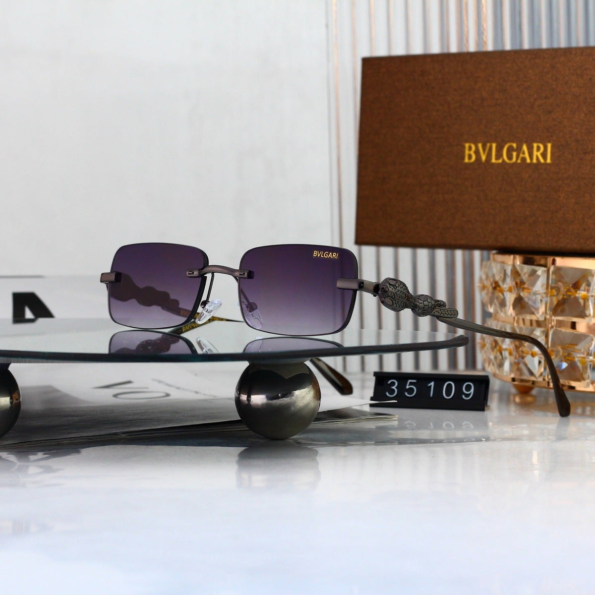 6 Color Rimless Square Serpent Sunglasses 35109