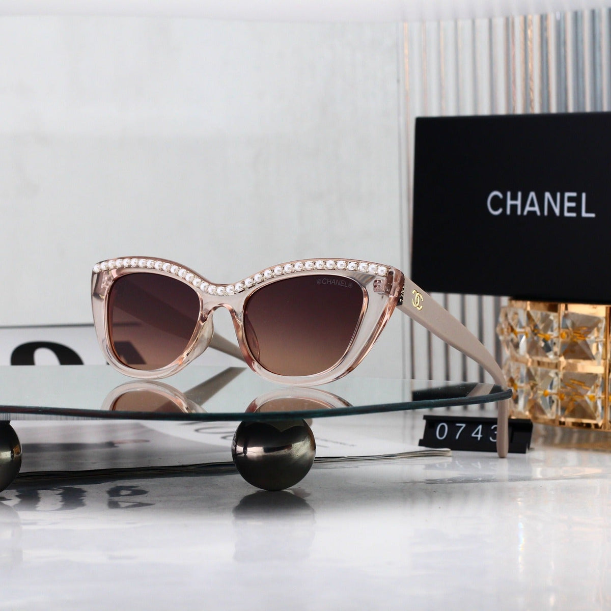 7 Color Pearl Cat Eye Sunglasses 0743