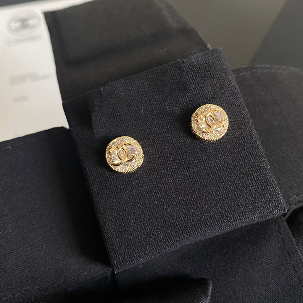 Diamond Logo Mini Round Stud Earrings