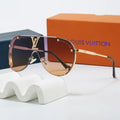 Oversized Integrated Metal Frame Sunglasses, UV400 Polarized Fashion Shades